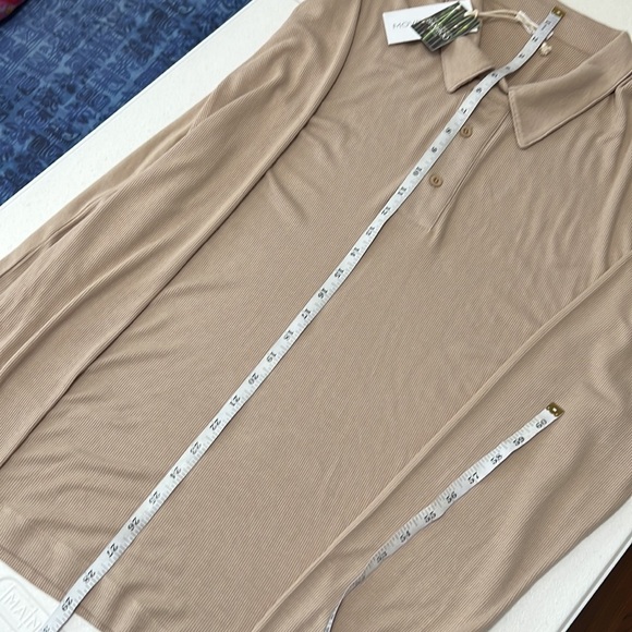 Movesgood Leeopold Ribbed Polo Shirt Bamboo Lyocell Tan NWT Sz L/XL - Picture 9 of 11